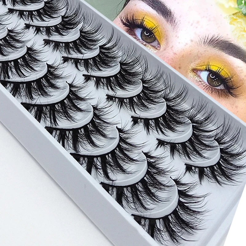 

10 Pairs/Set False Eyelashes 3D False Eyelashes(No Glue Included) 3D Mink Hair Wispies Fluffy Beauty Supplies