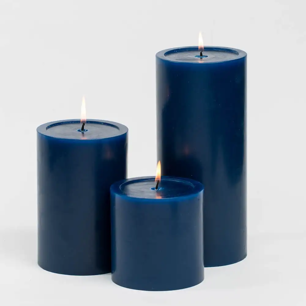 

4" Pillar Candles Navy Blue Set of 3