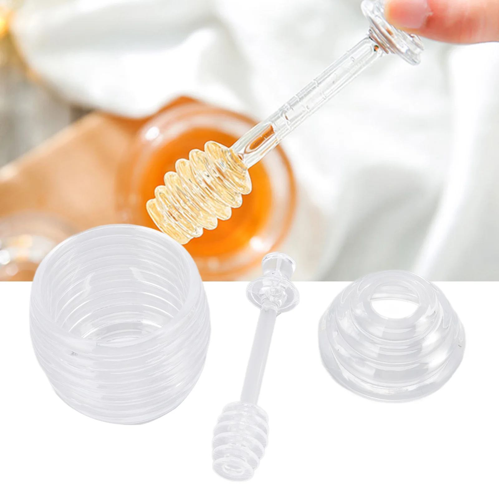 ZK20 Прозрачный горшок для меда пластиковая банка в форме пчелы с стержнем