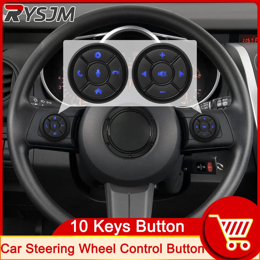 

Universal 10 keys Steering Wheel Control Button Wireless Car Accessories Music GPS Navigation Radio Remote Control Buttons