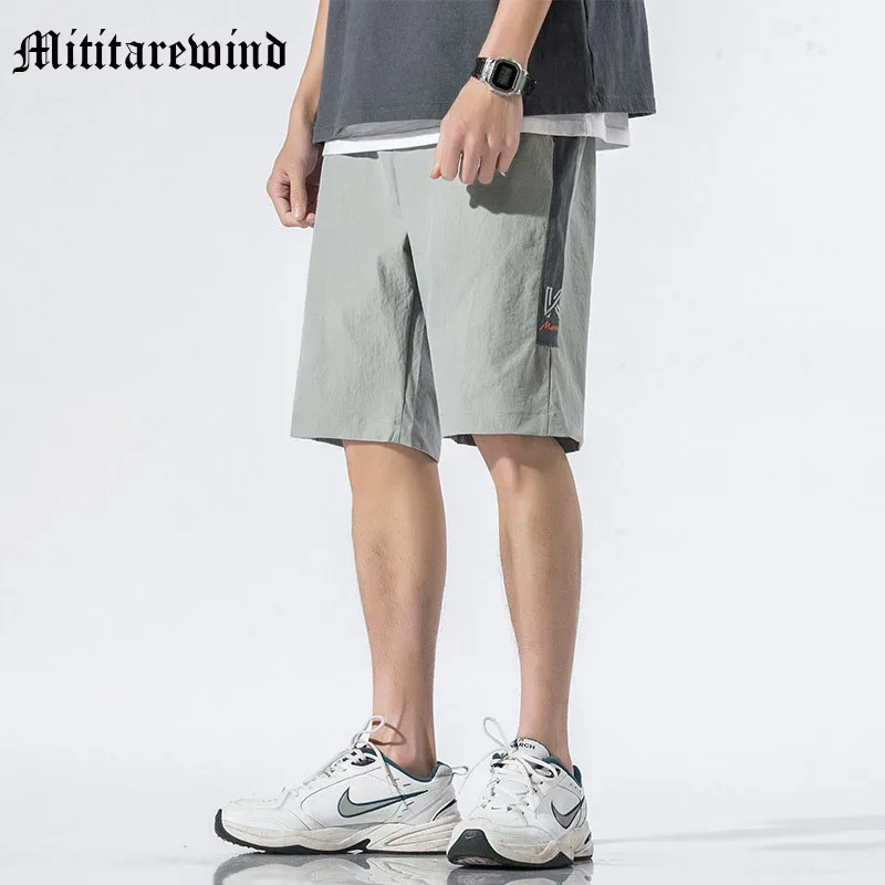 

Summer Casual Shorts Hip Hop Solid Letter Print Simple Knne Length Pants Youth Sportwear Loose Baggy 3 Color Outdoor Beach Cloth