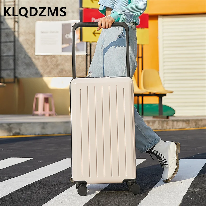 KLQDZMS High-value Durable Luggage Female Trolley Case Fashion Wide Trolley New Student 24-Inch Password Boarding Suitcase