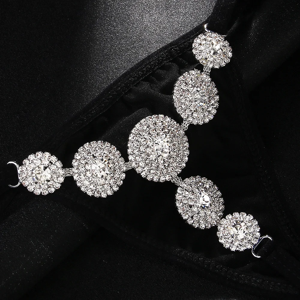 Stonefans с низкой талией Rouns Shape Rhinestone Choth стринги для женщин сексуальные черные