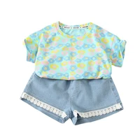 new summer fashion baby clothes suit children girls cotton t shirt shorts 2pcsset toddler casual costume infant kids sportswear