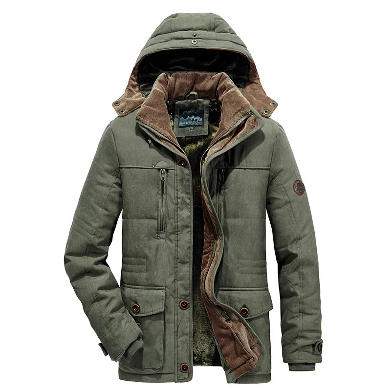Winter Jacket Men Plus Size 6XL 7XL Cotton Padded Warm Parka Coat Casual Hooded Fleece Long Male Basic Jacket Windbreaker Men