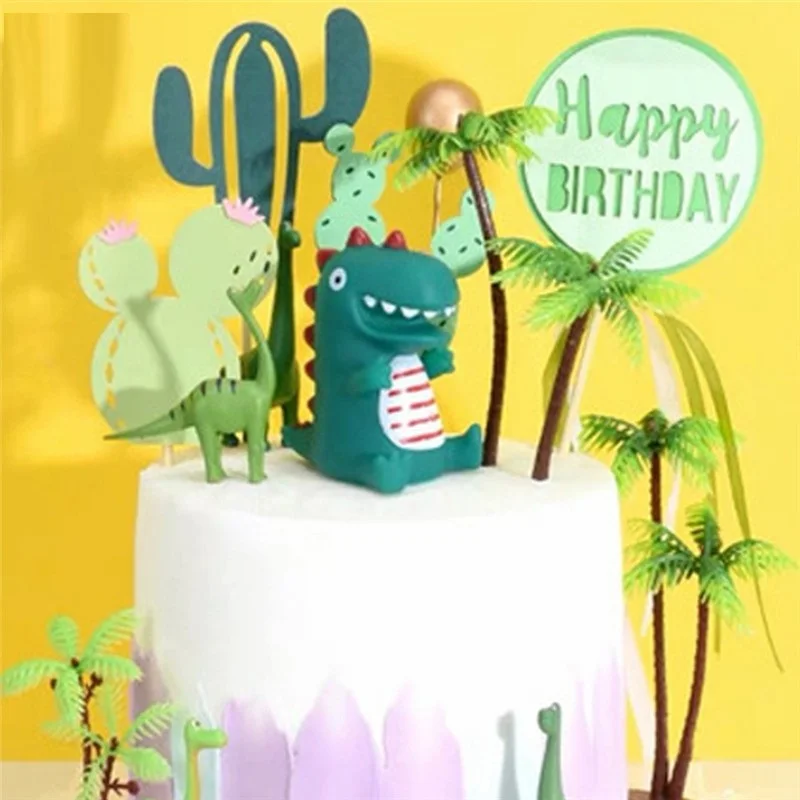 

Cartoon Dinosaur Cake Topper Birthday Party Decoration Dinosaur Ornaments Cake Decoration Supplies Happy Birthday Decoration