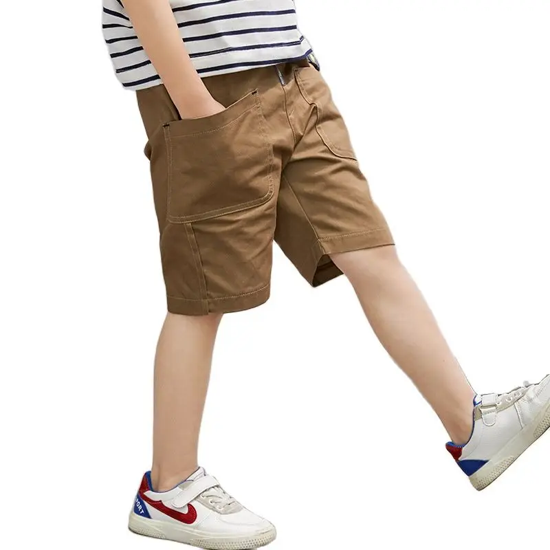 

Модные брюки-карго для маленьких мальчиков, корейские свободные шорты для мальчиков-подростков, однотонные спортивные брюки, одежда для де...