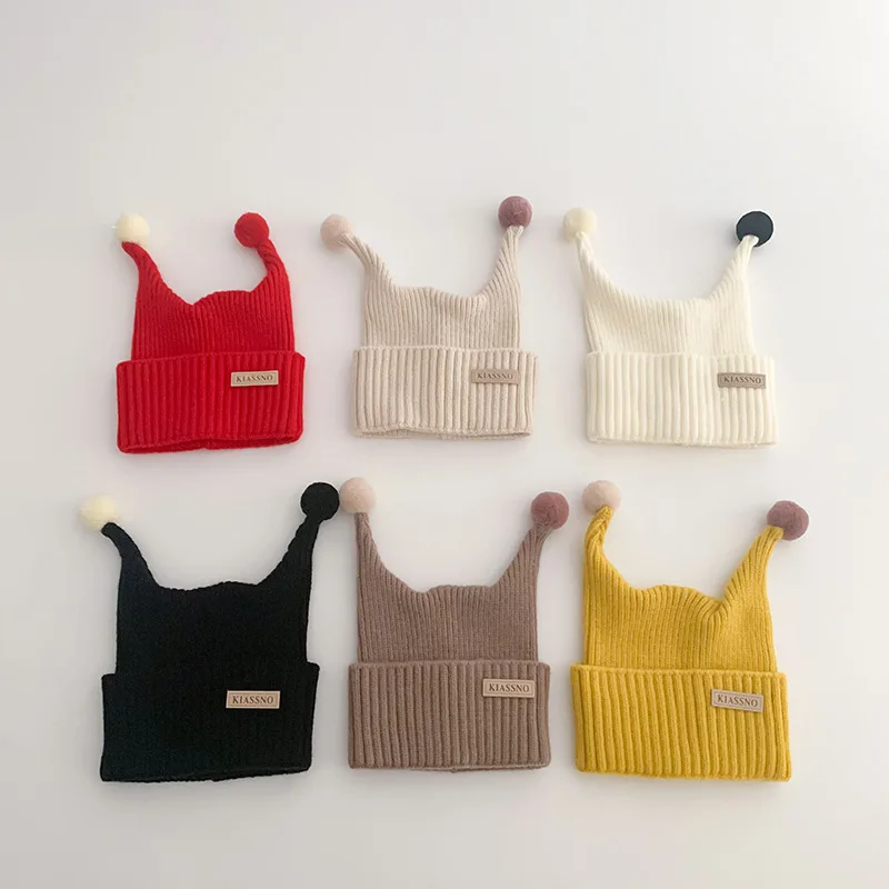 Милая Зимняя Теплая Шерстяная Шапка-бини Для Детей С Мультяшным Узором Унисекс