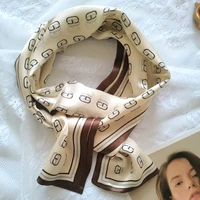 2022 new silk scarf female 100 mulberry silk small long spring and autumn scarf korean small scarf decoration wholesale