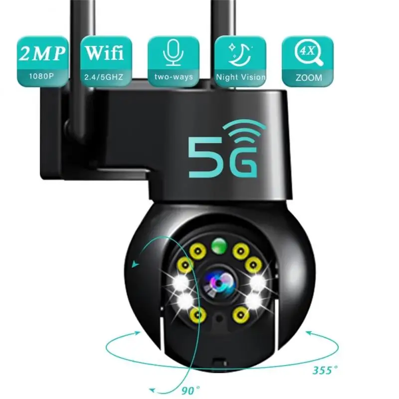 

2MP 5G PTZ WIFI Camera 4X Digital Zoom Dual-band Audio CCTV IP Camera 1080P Wireless Outdoor Surveillance Cameras Waterproof