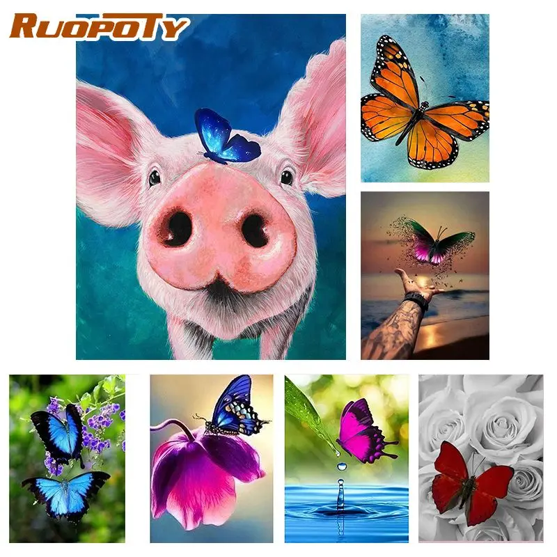 

RUOPOTY 5D Diamond Mosaic Butterfly Diamond Painting Full Square Rhinestone Of Pictures Diamond Embroidery