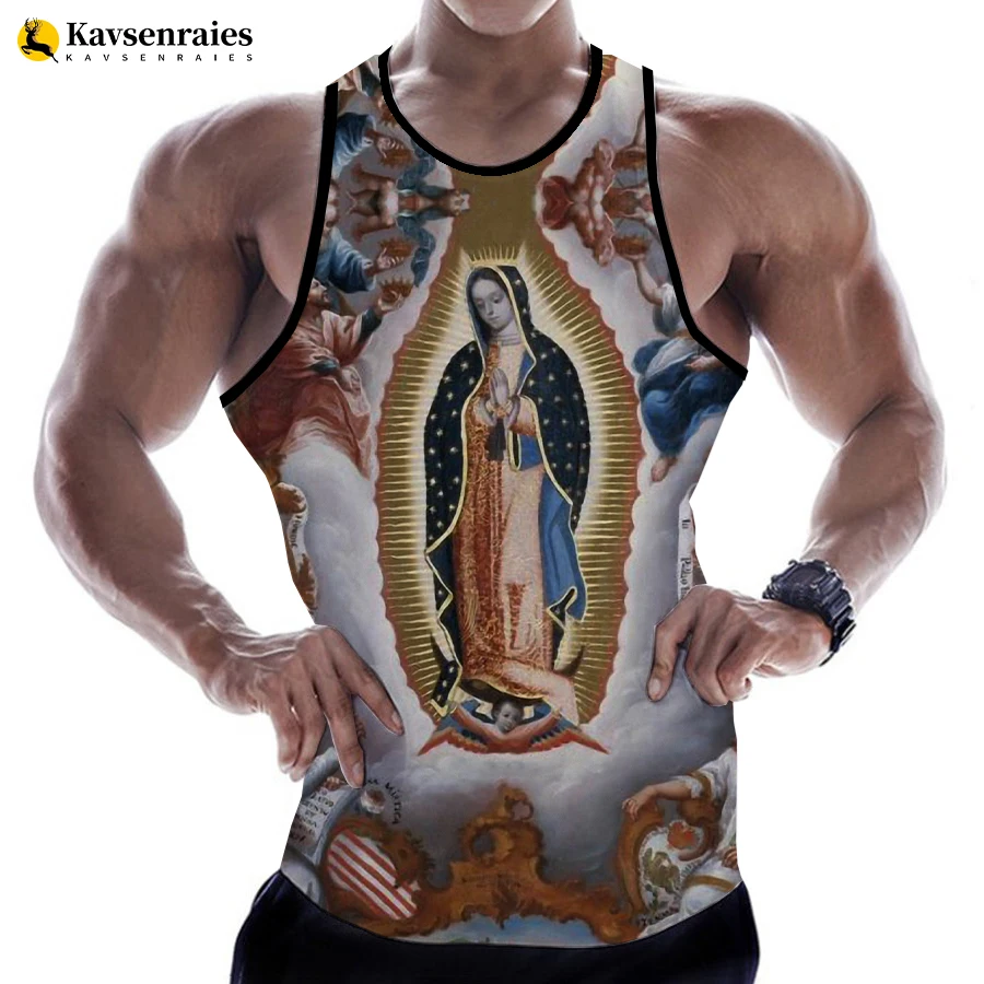 

Модные летние мужские и женские 3D майки с Девой Марии Гуадалупе, католические топы без рукавов, персональные пляжные топы с 3D принтом в стиле Харадзюку, футболки