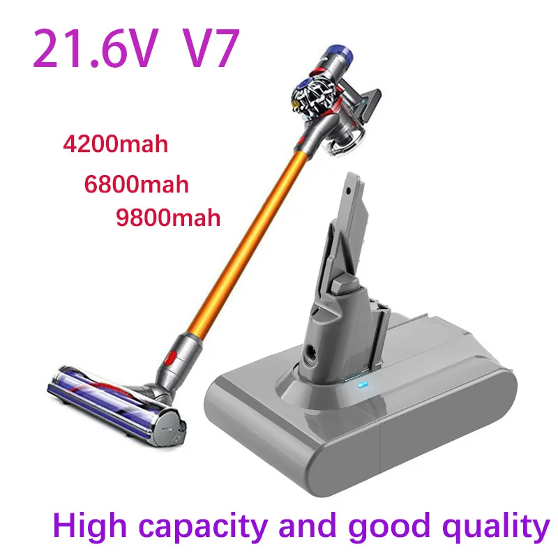 

100%original battery 21.6V 6800/9800mAh li-ion battery forDyson V7 battery Pro vacuum cleaner replacement rechargeable battery