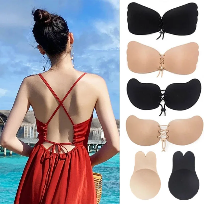 

Summer Seamless Wireless Adhesive Stick Bra Strapless Push Up Bra Women Sexy Bride Backless Lingerie Invisible Silicone Bralette