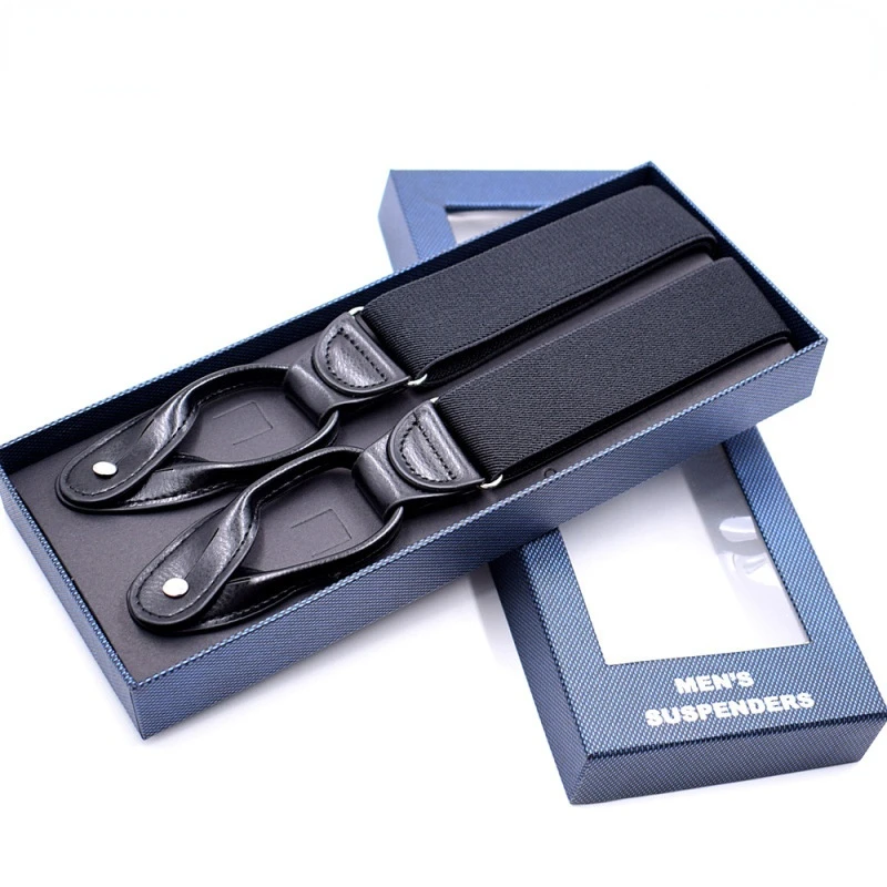 

3.5 Suspenders Men Braces Adjustable 6 Button Suspender Elastic Y-Shape Strap Pants Trousers Leather PU High quality Couple gift