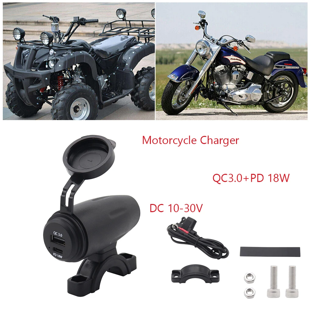 

ABS Motorbike Handlebar Charger Socket Detachable Motorbike Waterproof Cap Anti-flaming Power Outlet Charging Adapter