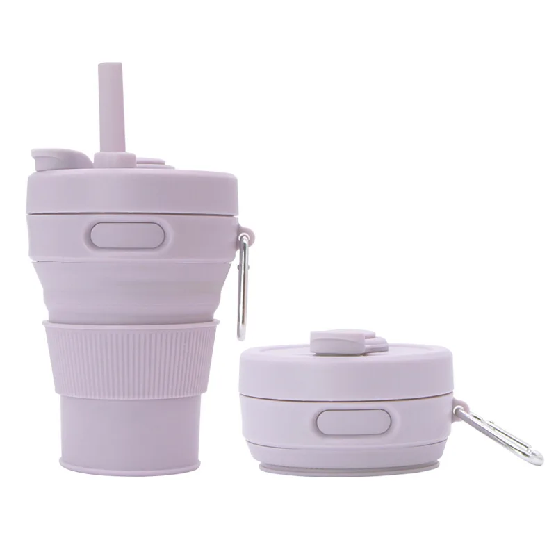 

Creative Silicone Folding Cup Outdoor Travel Folding Cup Telescopic Compression Kettle Coffee Cup Straw Cup