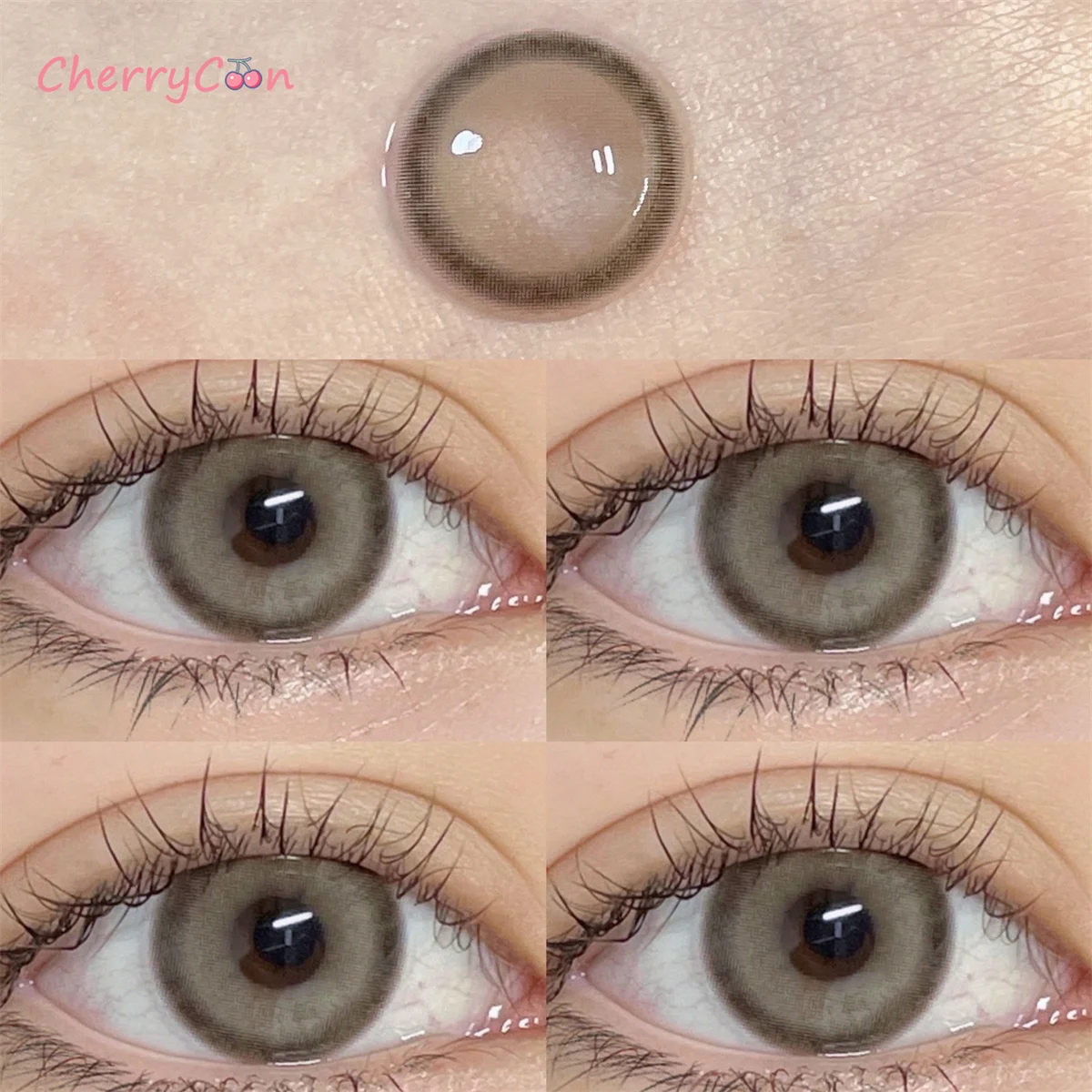 

CherryCon Shallow gray new popular Contact Lenses Colored Softfor Eyes big beautiful pupil Contact Lens Myopia degrees 2pcs/Pair