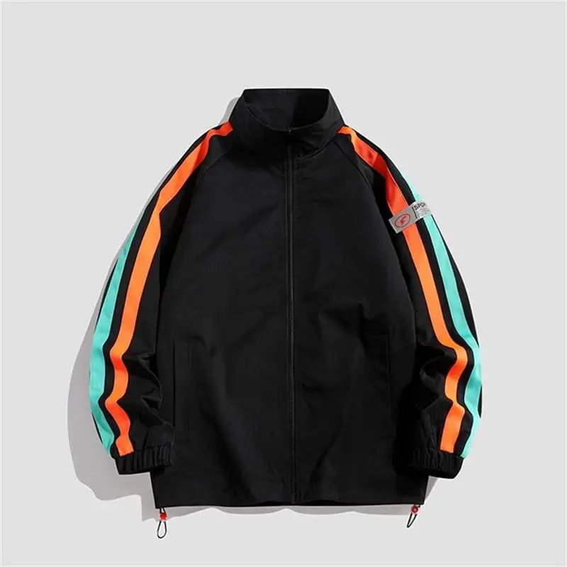 

Jacket Male Couple Casual Outerwear 2022 New Spring Autumn Solid Color Fashion Stand-up Collar Sports Trend Jacket Men's Women's