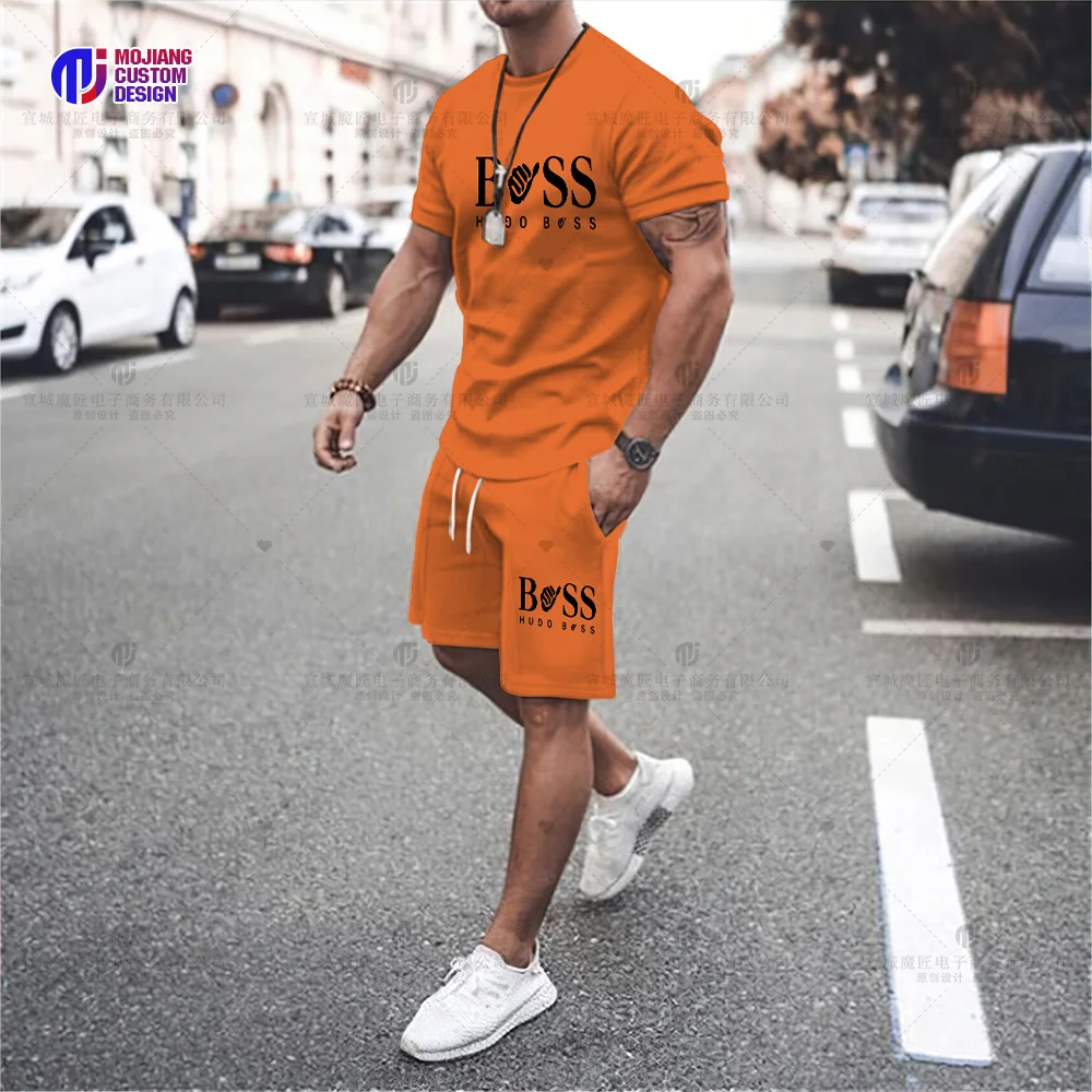2023 Men's Luxury Printed Sportswear T-Shirt + Pants Set Casual Fashion Men's Short Sleeve T-Shirt + Beach Shorts Sportswear Set