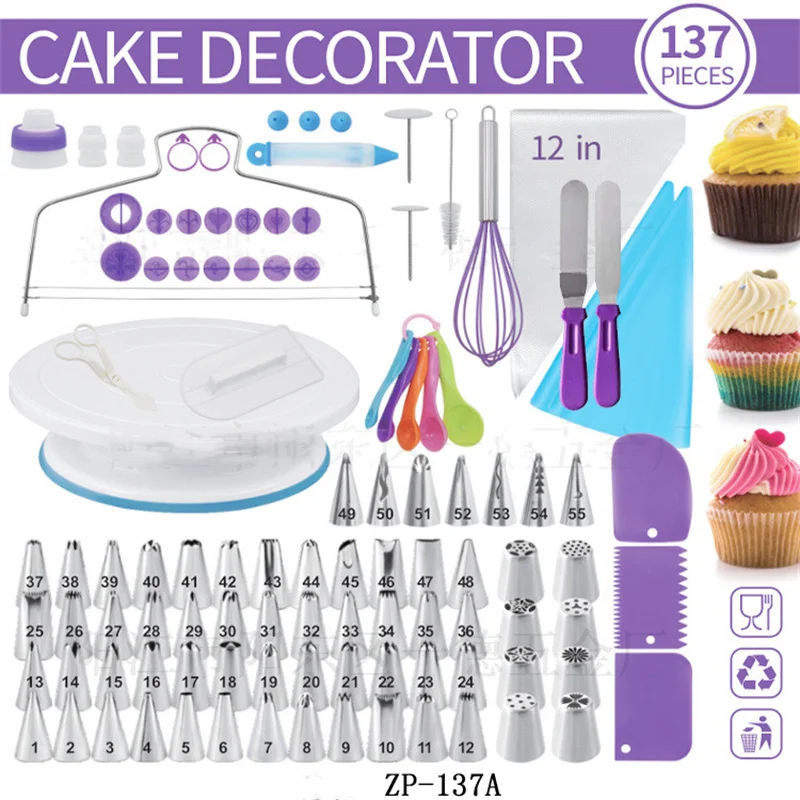 

137pcs Russian Tulip Icing Piping Nozzles Silicone Pastry Bag Stainless Steel Flower Cream Pastry Tips DIY Cake Cupcake Decorati