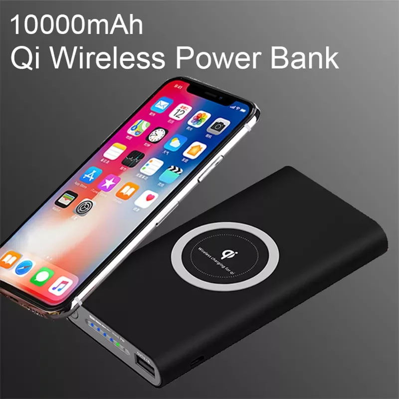 

Universal 10000mAh Power Bank Qi Wireless Charger for iPhone X XS 8 7 Phone External Battery for Samsung Powerbank
