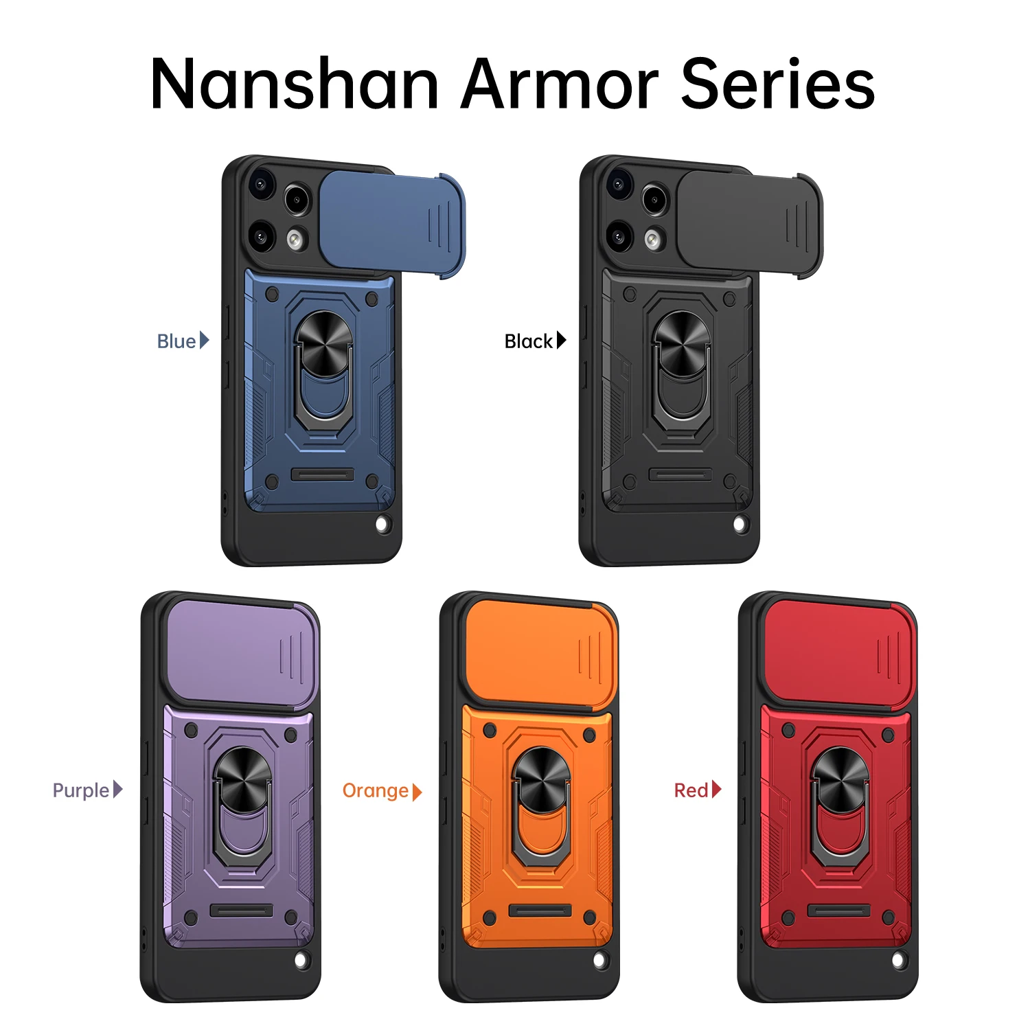 Чехол Nanshan Armor для Nothing Phone 3A Lite с защитой объектива камеры, металлическим кольцом-подставкой и противоударным покрытием (art.: 3920dc7bc29ed) - 3920dc7bc29ed