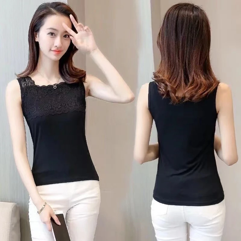 

Woman's Vests Tank Tops Modal Camisole Female Lace Fat Mm Large Size Short Base Sexy Small Base Shirt Vest Top Shirt