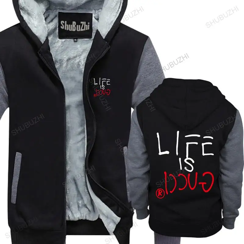 

cotton man hoodies winter jacket Life Is hoodie Brand Clothing warm coat men shubuzhi sweatshirt