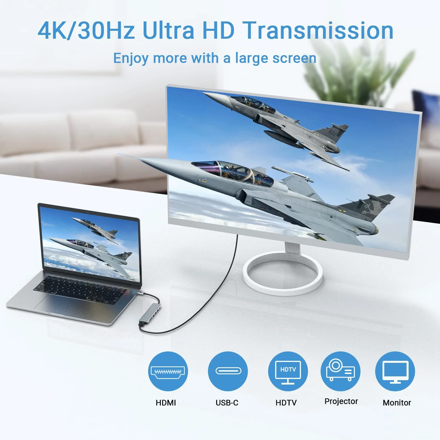 USB-хаб 7 в 1 4K USB C на HDMI 100 Вт |