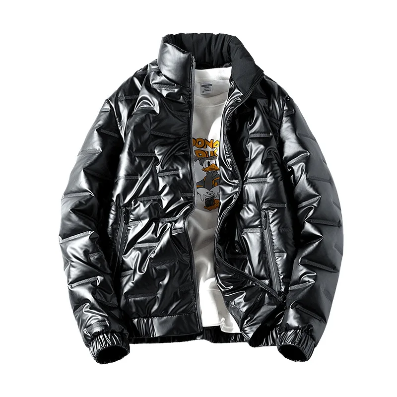 Glossy Thickened Warmth and Fat Plus Size Cotton-padded Jacket for Men's Autumn/Winter New Products Warm Jacket Harajuku Clothes