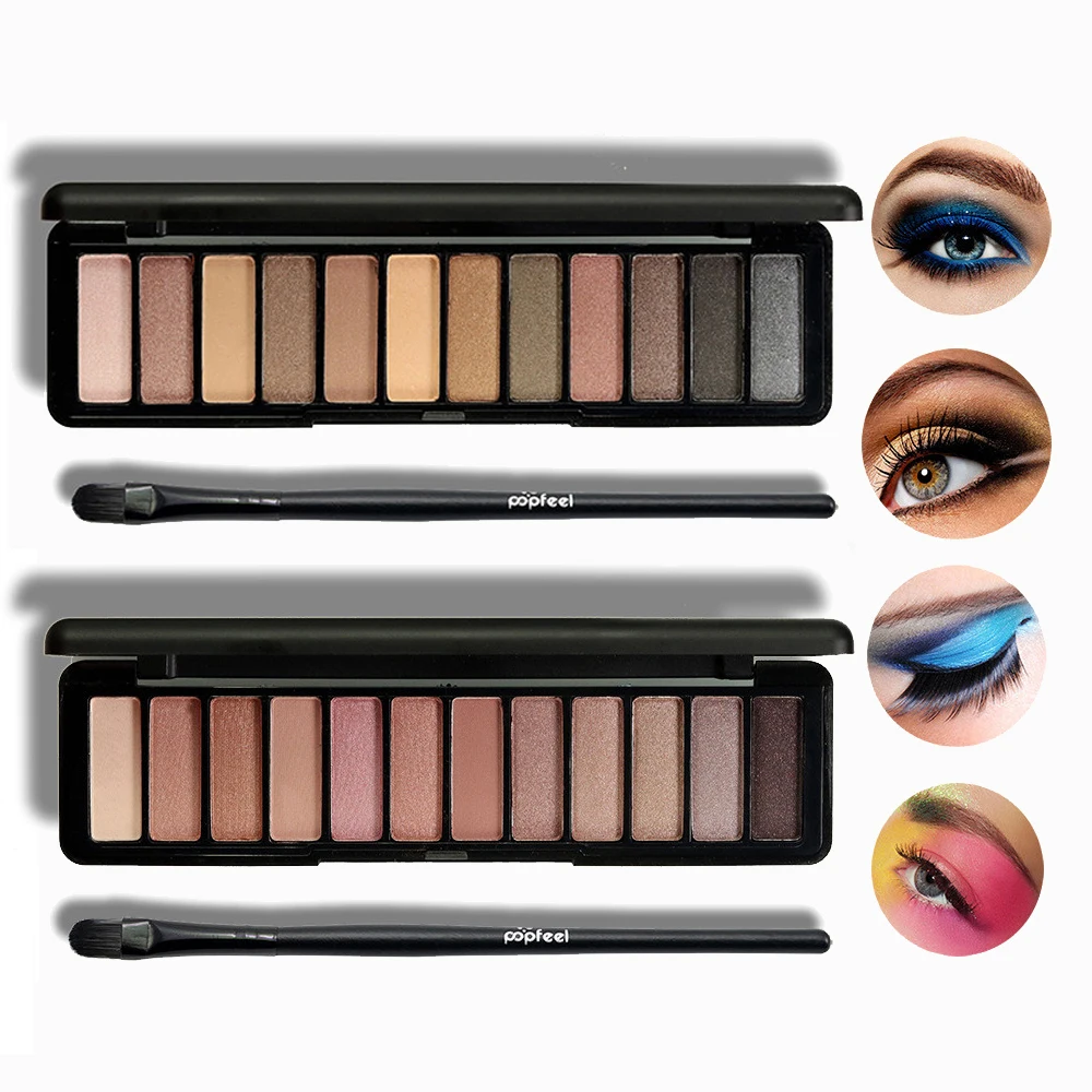 

Sombra De Ojos De Brillo Nude, Paleta De Brillo Mate De Larga Duración, Mineral Resistente，Cosméticos De Maquillaje, 12 Colores