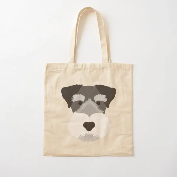 

Miniature Schnauzer Cotton Canvas Bag Fabric Foldable Fashion Unisex Travel Reusable Printed Casual Ladies Women Shopper Tote