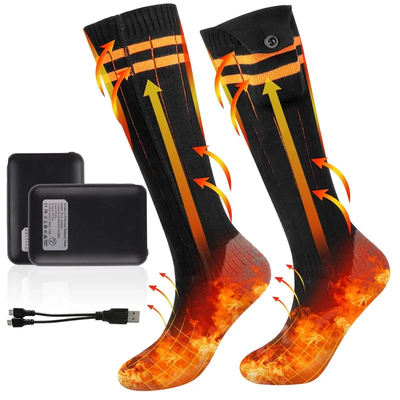 

5000mAh Heated Socks 4 Temperature Levels Adjustable Thermal Socks Rechargeabl Machine Washable Electric Heated Socks Footwarmer