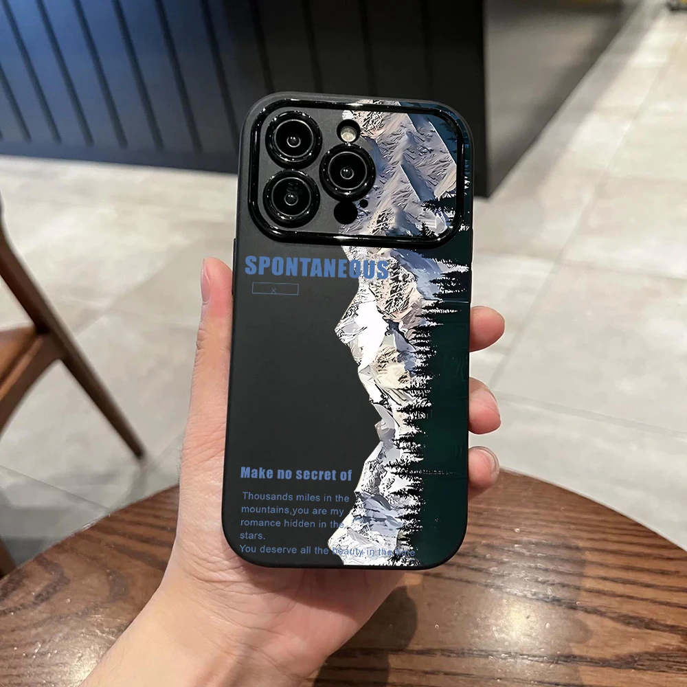 Фото Чехол для телефона Snow Mountain для iPhone 17 Pro Max 16 15 14 13 12 Plus Pro 11, оригинальный, из жидкого силикона, мягкий, противоударный №1
