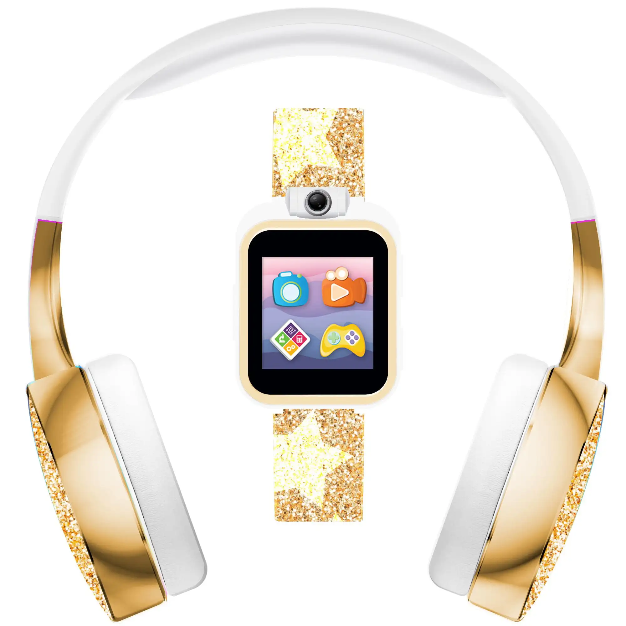 

2 Girls Headphones & Smartwatch Set - Gold Glitter Star