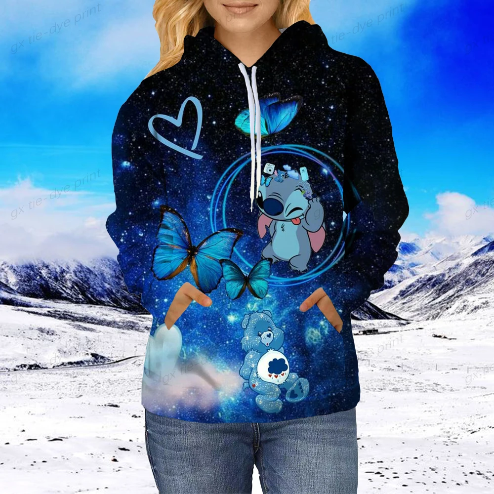 Свитшот с мультяшным принтом Ститч для мужчин и женщин одежда Диснея популярный