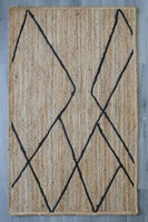 rug 100 natural jute carpet braided style geometric line decoration rugs modern home rustic look handmade floor mat