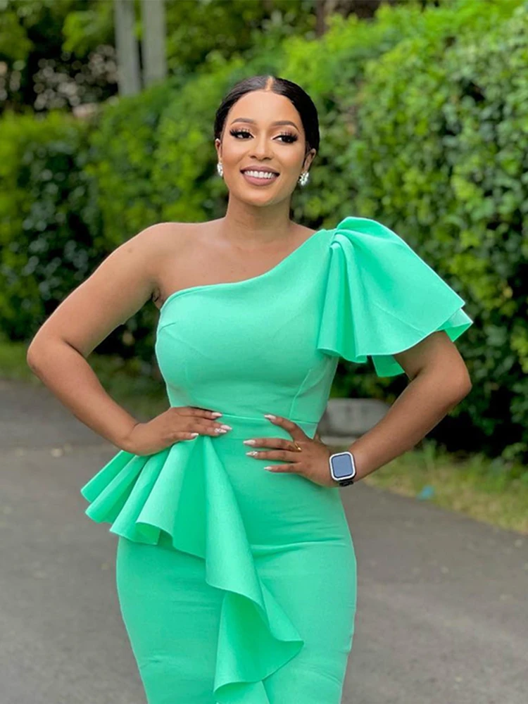 Элегантные вечерние платья на одно плечо для женщин нежный темперамент без