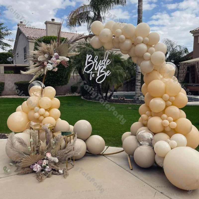 

115pcs Balloons Arch Cream Peach Natural Sand Color Doubled Apricot Transparent Baby Shower Birthday Wedding Party Decorations
