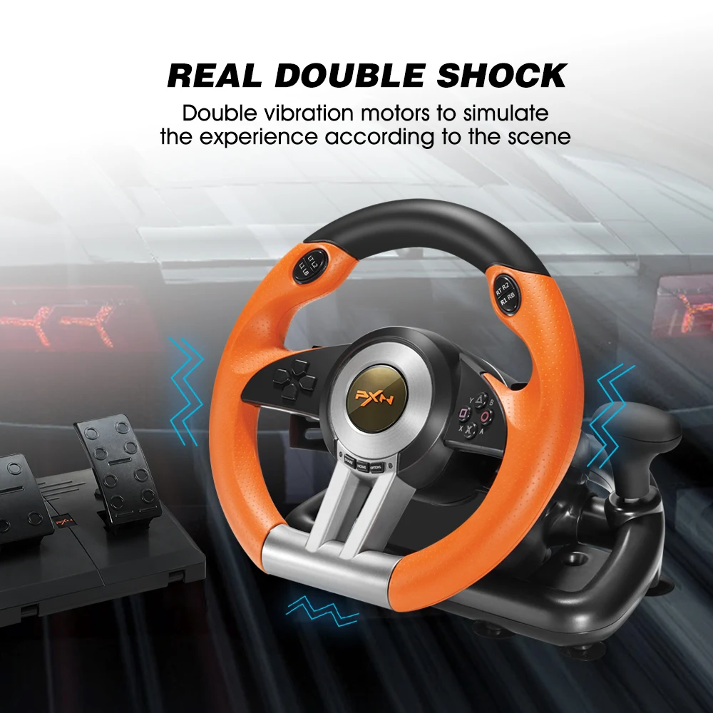 Игровое рулевое колесо Volante для ПК Гоночное 180 ° универсальное PXN V3IIO с педалями