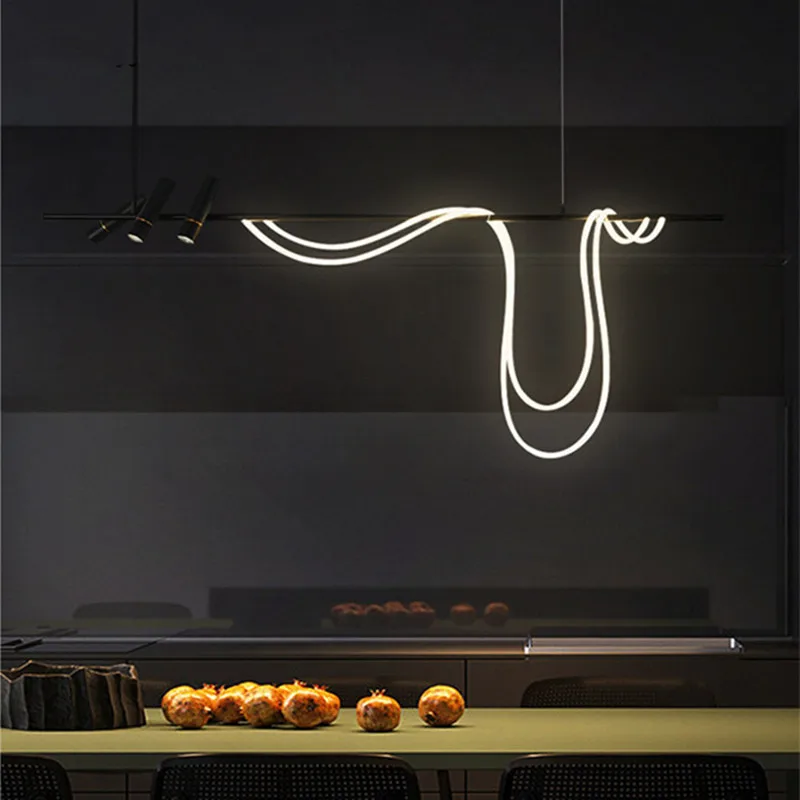 

Nordic Style LED Pendant Lights Living Room Center Table Restaurant Kitchen Accesories Black Chandelier Home Decor Light Fixture