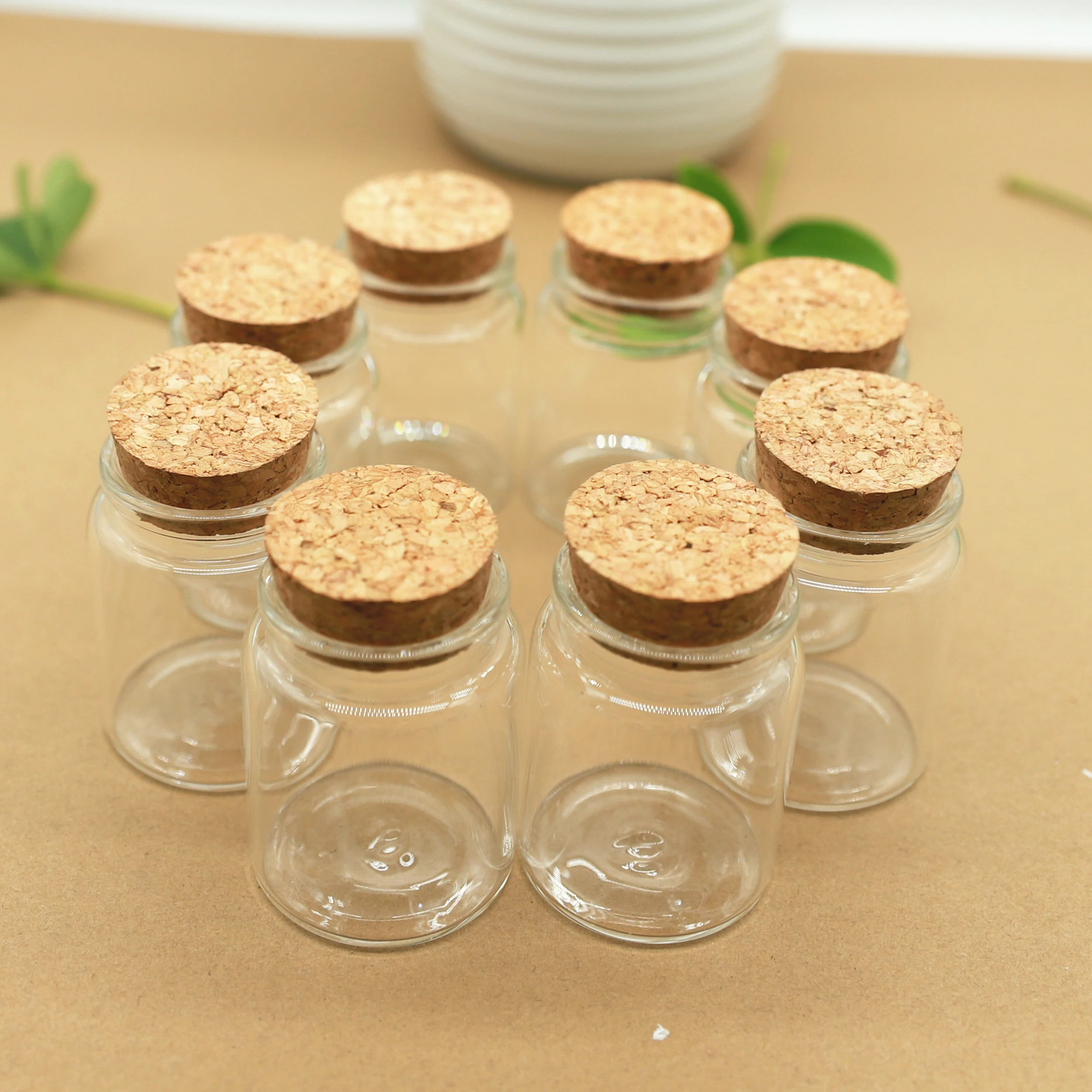 

24 Pieces 47*60mm 60ml Cork Glass Bottle Stopper Spicy Storage Jar Bottle Containers storage Jars Vials Glass spice DIY Craft