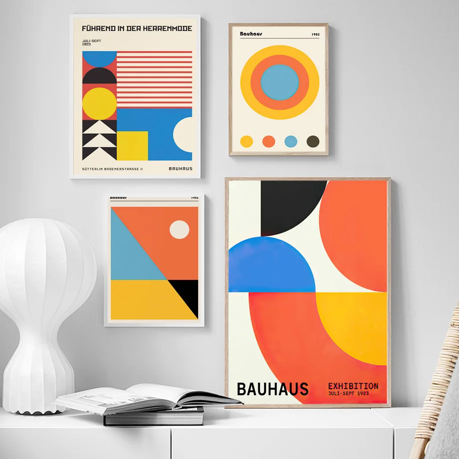 

Vintage Abstract Bauhaus Exhibition Geometric Wall Art Canvas Painting Posters And Prints Wall Pictures For Living Room Decor