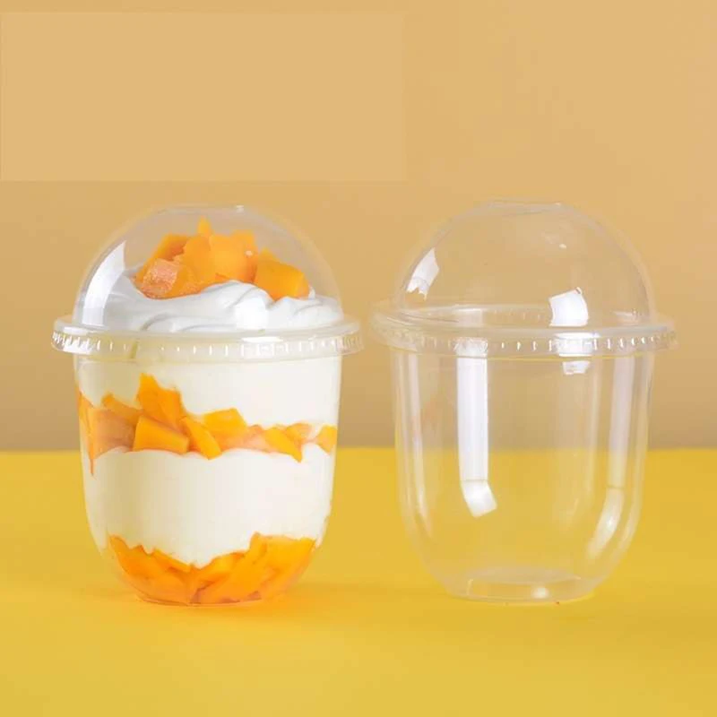 

50Pcs 360ML Disposable Mousse Cake Cup with Lid Transparent Plastic Pudding Jelly Dessert Yogurt Cake Cups Party Packaging Box
