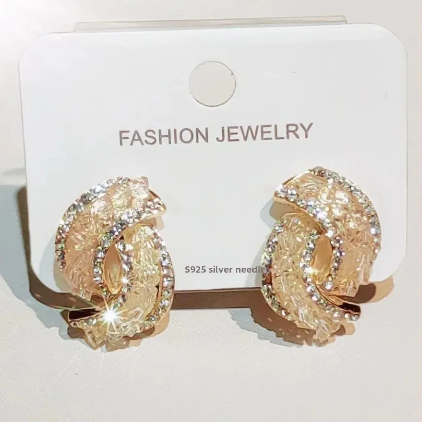 Новинка 2023 роскошные легкие серьги-гвоздики с кристаллами серебро S925 серьги