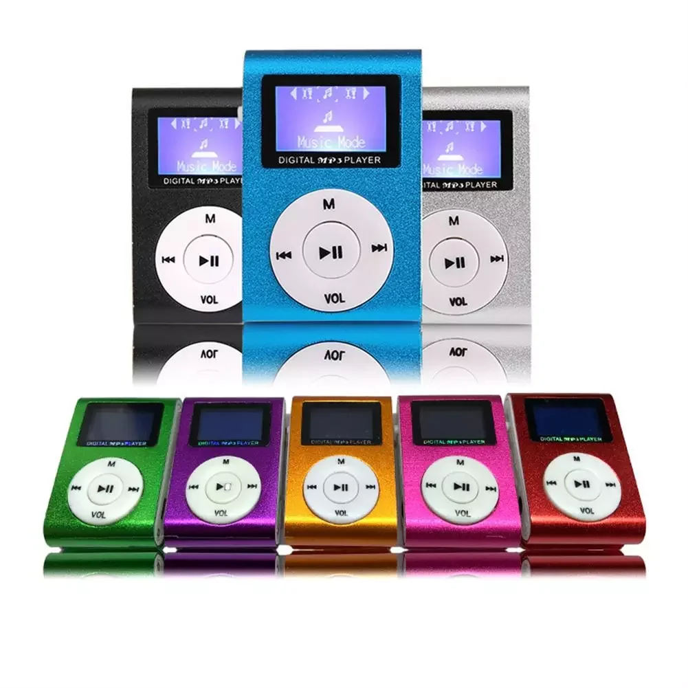 

Cube Clip-type Mp3 Player LCD Display Rechargeable Portable Music Speaker with Earphone USB 2.0 Cable Support 32G TF Card