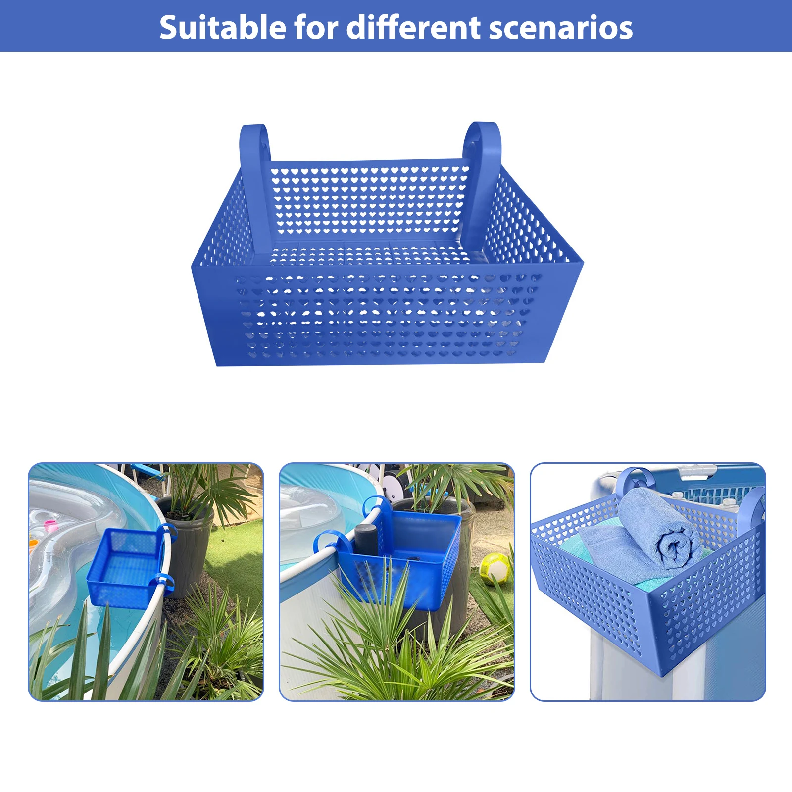 

Poolside Storage Basket - Removable Large Capacity Hanging Basket Organizer Plastic Basket For Beach Round Pool Container Rack