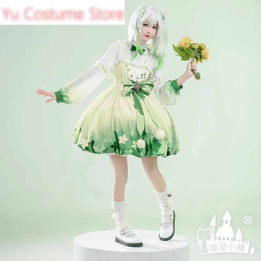 Genshin Impact Nahida Dream of Orchid and Grass Весенний повседневный костюм Косплей Костюм Зеленый