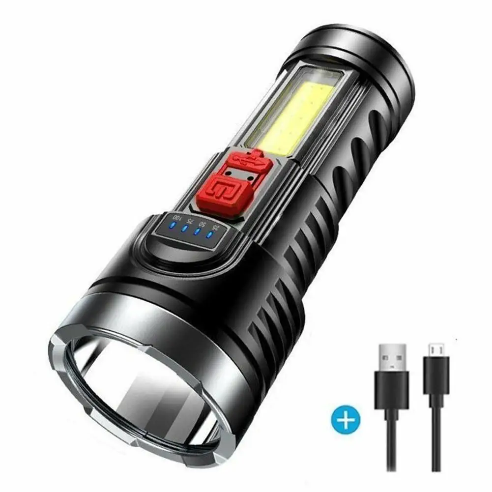 

LED Flashlight Tactical Torch USB Rechargeable 4 Modes Waterproof Lamp Ultra Bright Lantern Camping Fishing dropshipping